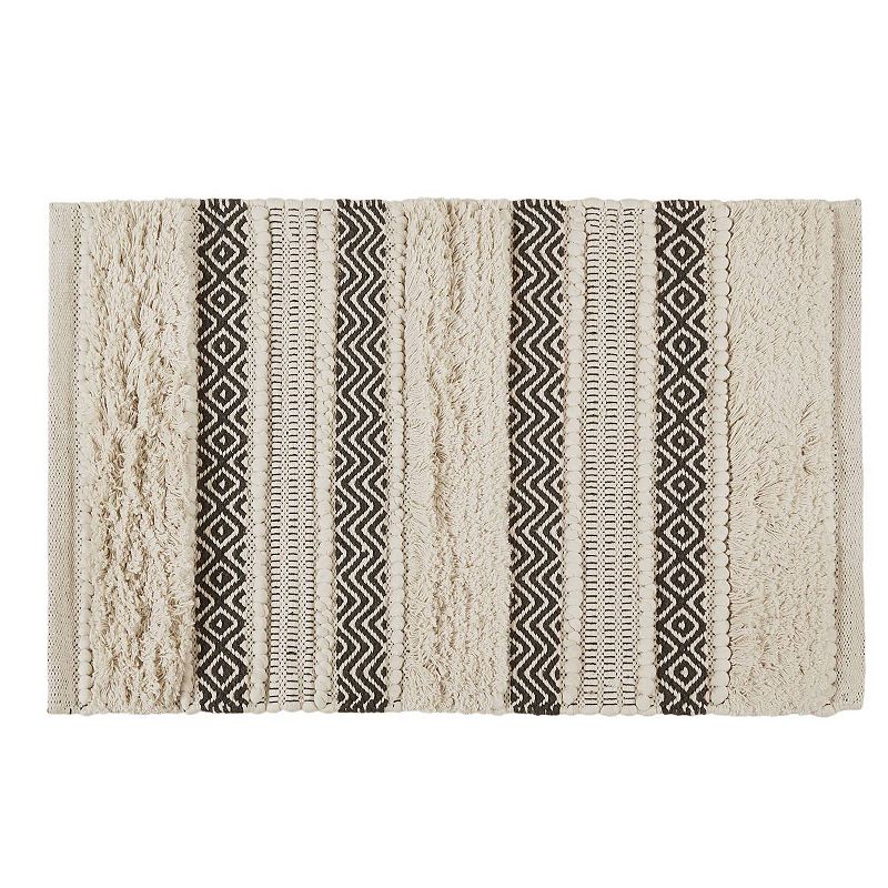 Ink+Ivy 20"x32" Asher Woven Texture Striped Bath Rug