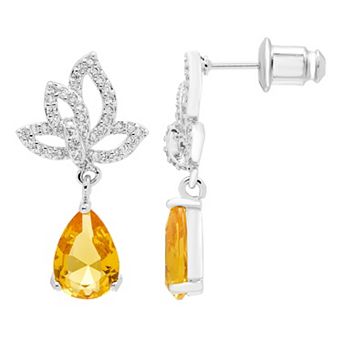 A&M Silver Tone Peridot Accent Tear Drop Earrings