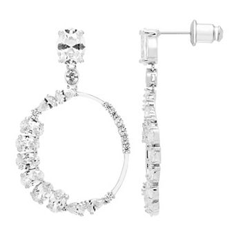 A&M Silver-Tone Cluster Round Hoop Earrings
