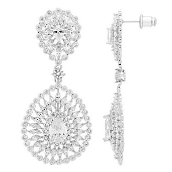 A&M Silver-Tone Accent Big Disc Earrings