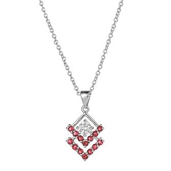 A&M Silver Tone Triangle Cubic Zirconia Pendant Necklace