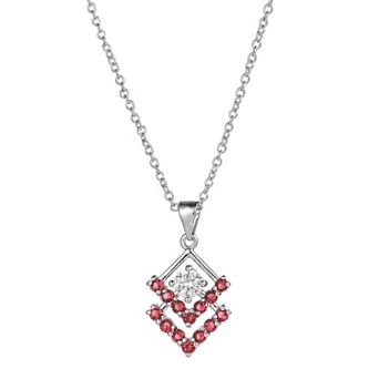 A&M Silver Tone Triangle Cubic Zirconia Pendant Necklace