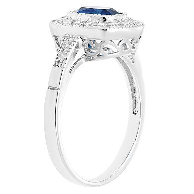 A&M Silver Tone Sapphire Accent Ring