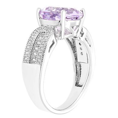A&M Silver Tone Amethyst Accent Ring