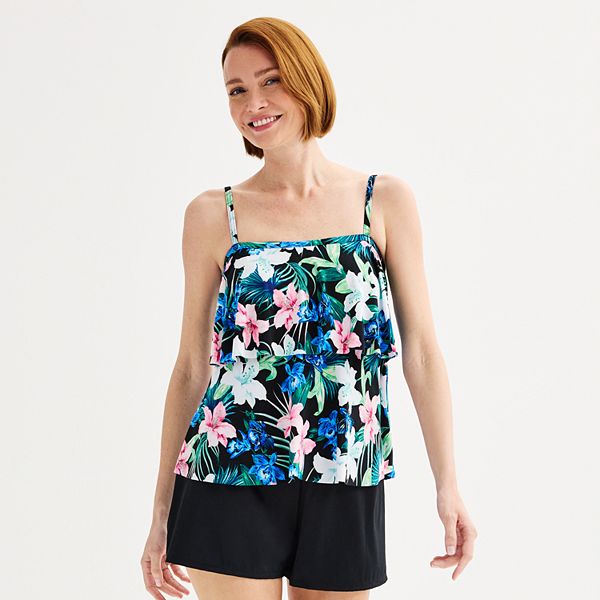 Shape Solver Women's PB Sport Tiered Ruffle Tankini Top main image 1