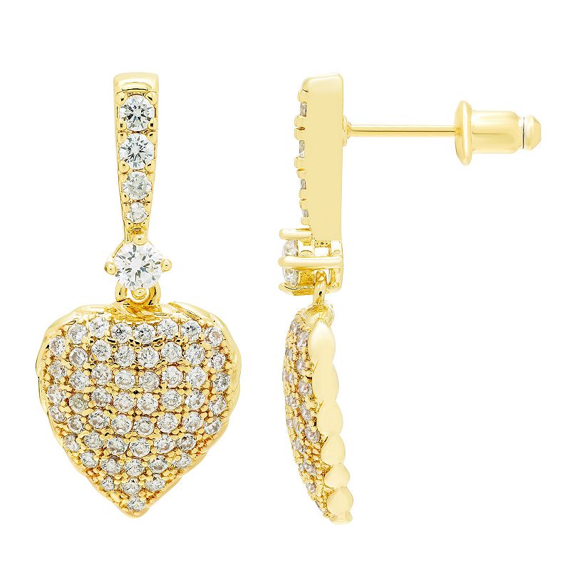 A&M Gold-Tone Heart Drop Earrings, Womens, Yellow