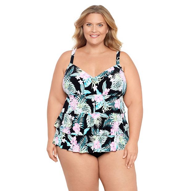 Plus Size Bal Harbour Triple Tier One Piece Swimsuit