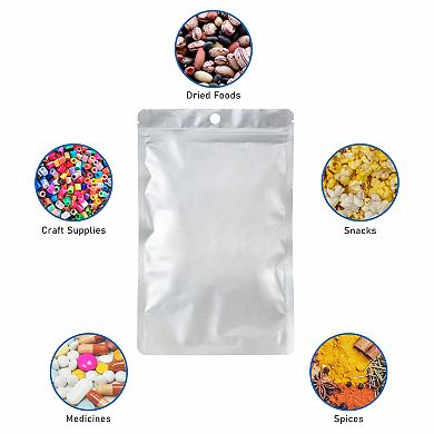 Stand Up Pouches, Resealable Food Storage Bags, Zipper Closure, Multiple sizes with Hang Hole, 100 pcs, 4 x 6