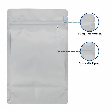 Stand Up Pouches, Resealable Food Storage Bags, Zipper Closure, Multiple sizes and Colors, 100 pcs, 4 X 6