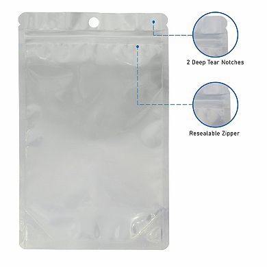 Stand Up Pouches, Resealable Food Storage Bags, Zipper Closure, Multiple sizes with Hang Hole, 100 pcs, 5 x 8