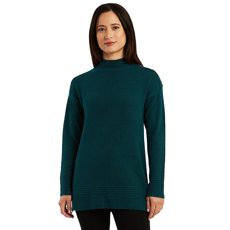 Womens AB Studio Mockneck Drop Shoulder Sweater, Size: XS, Brt Green