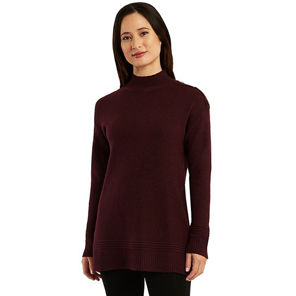 Mockneck Drop Shoulder Oversized Ribbed Knit Sweater