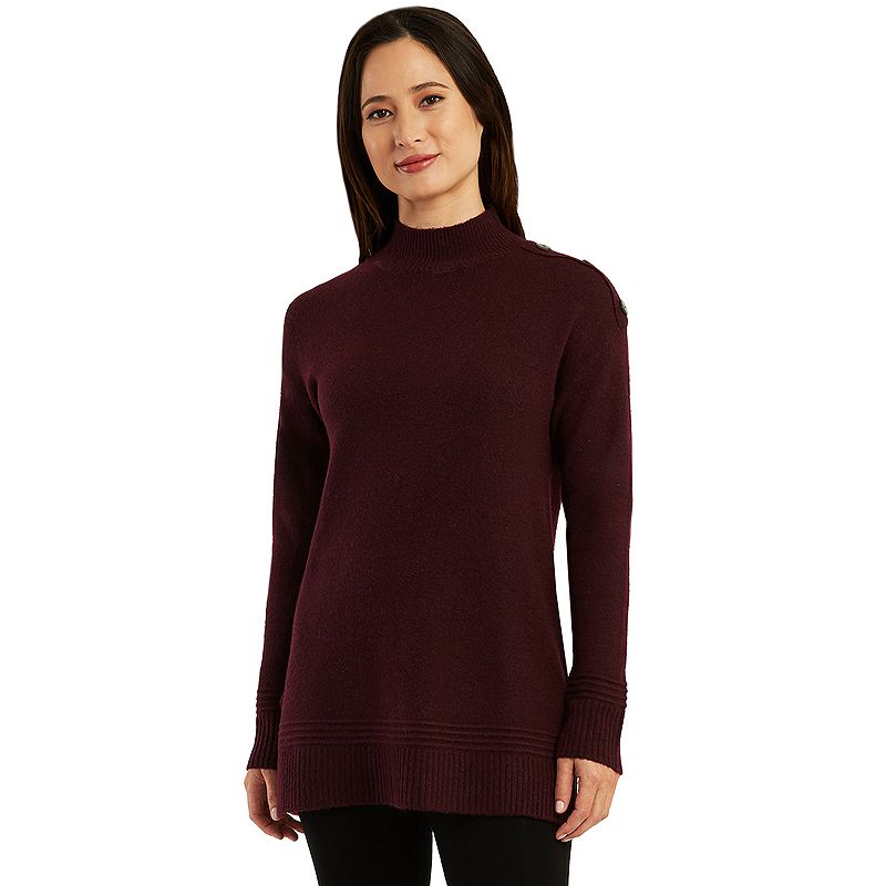 Womens AB Studio Mockneck Drop Shoulder Sweater, Size: XS, Med Purple