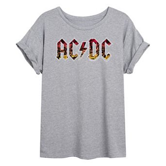 Juniors' AC/DC Logo Oversized Tee
