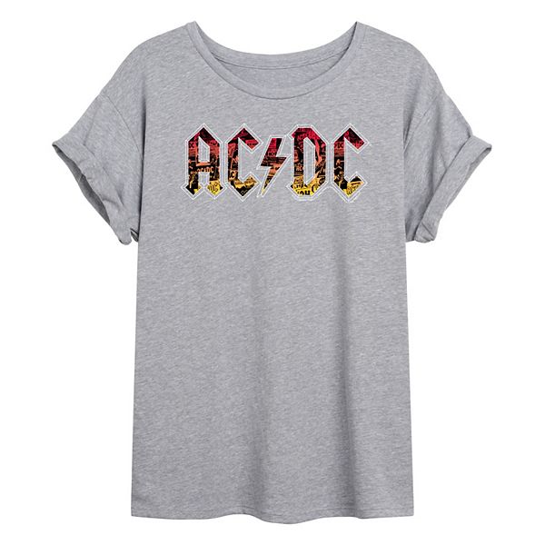 Juniors' AC/DC Logo Oversized Tee