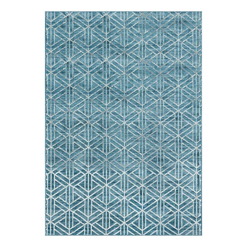 Unique Loom Motif Matrix Trellis Rug, Blue, 2.5X16.5Ft