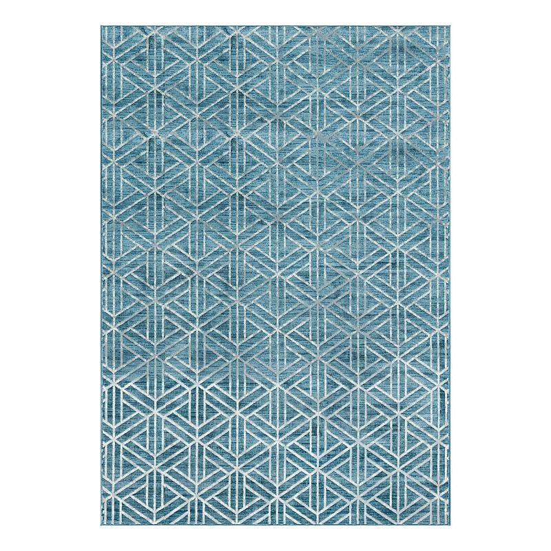 Unique Loom Motif Matrix Trellis Rug, Blue, 7Ft Sq