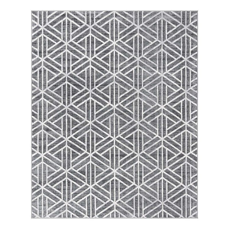 Unique Loom Motif Matrix Trellis Rug, Grey, 7Ft Rnd