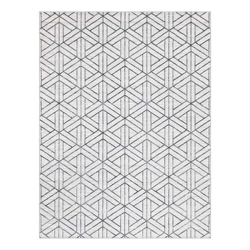 Unique Loom Motif Matrix Trellis Rug, White, 7Ft Rnd