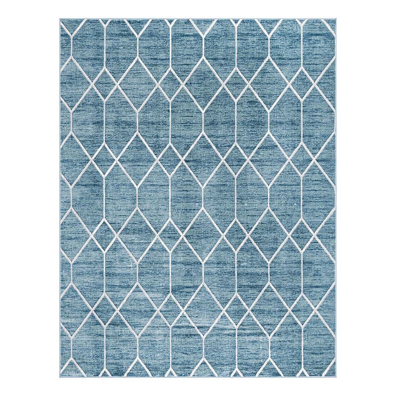 Unique Loom Deco Matrix Trellis Rug, Blue, 7Ft Rnd