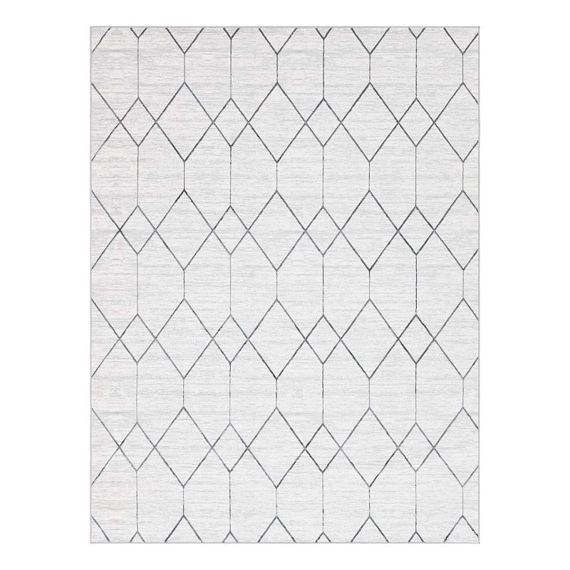 Unique Loom Deco Matrix Trellis Rug, White, 7Ft Rnd