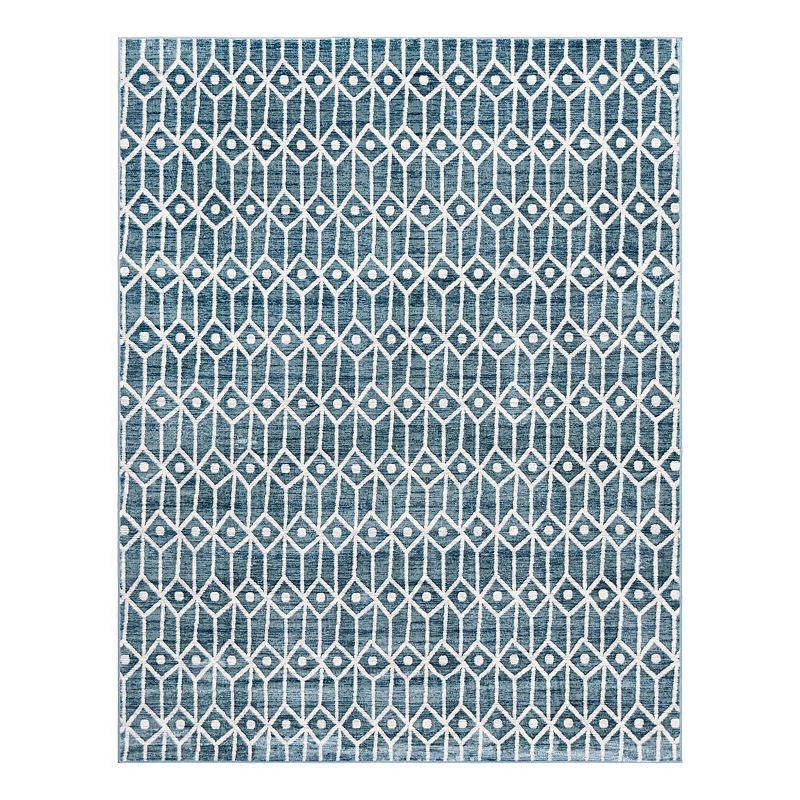 Unique Loom Diamonds Matrix Trellis Rug, Blue, 7Ft Sq