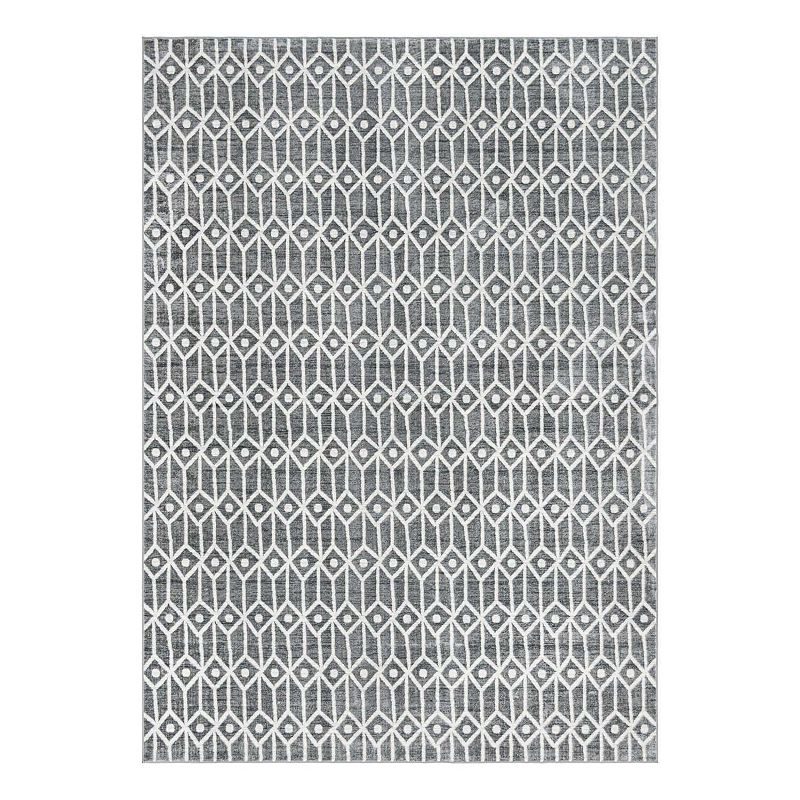 Unique Loom Diamonds Matrix Trellis Rug, Grey, 7Ft Rnd