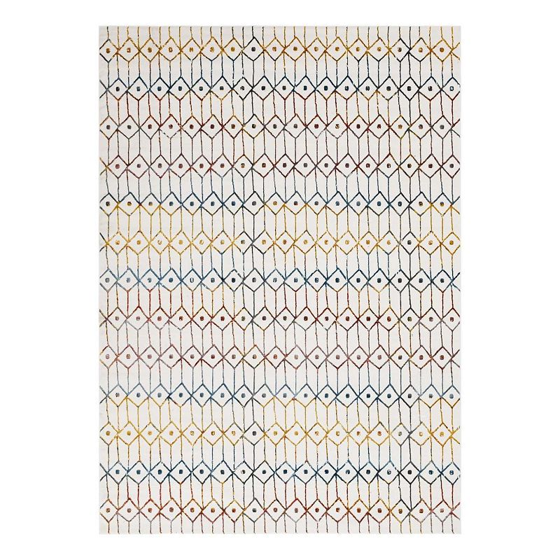 Unique Loom Diamonds Matrix Trellis Rug, Multicolor, 7Ft Sq