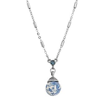 1928 Blue Willow Beaded Drop Necklace