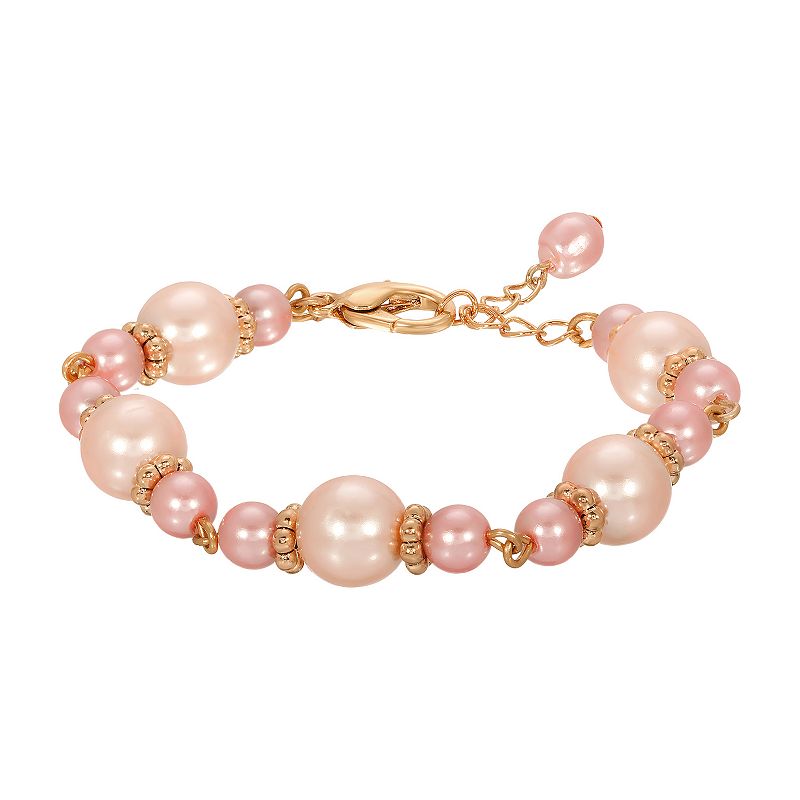 75587649 1928 Gold Tone Pink Pearl Bracelet, Womens sku 75587649