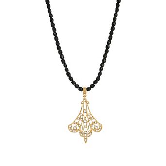 1928 Crystal Filigree Drop Necklace