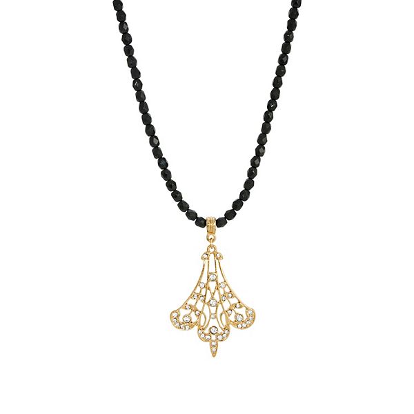 1928 Crystal Filigree Drop Necklace