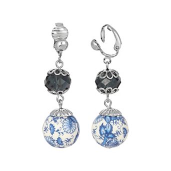 1928 Willow Beaded Clip On Earrings