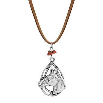 1928 Leather Cord Horse Head Necklace