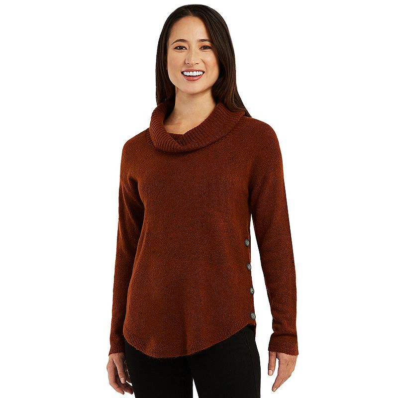 Womens AB Studio Fleck Cowlneck Tunic Sweater, Size: XS, Med Brown