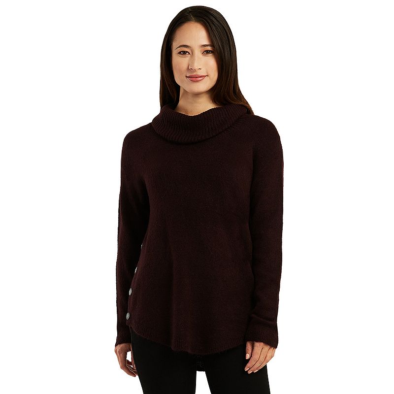 Womens AB Studio Fleck Cowlneck Tunic Sweater, Size: XS, Drk Purple