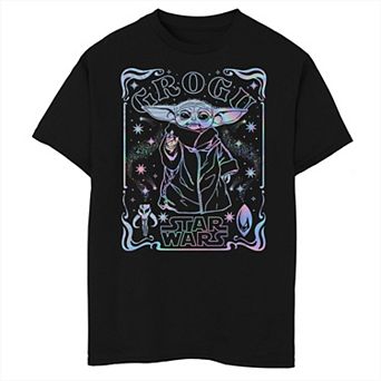 Boys 8-20 Star Wars: The Mandalorian Grogu aka Baby Yoda Holographic Graphic Tee
