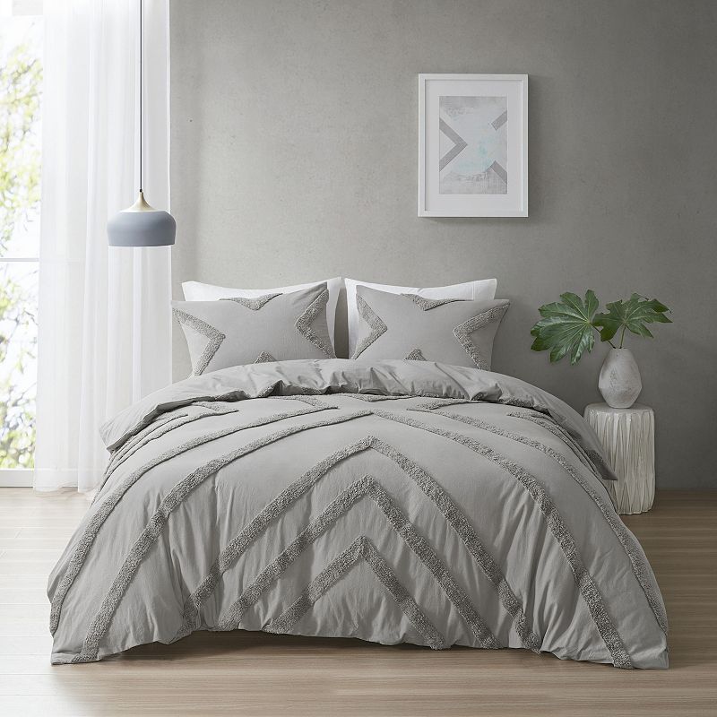 Urban Habitat Zane Chenille Hypoallergenic Cotton Comforter Set, Grey, Twin