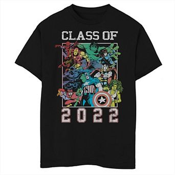 Boys 8-20 Marvel Comic Retro Super Hero Group Portrait Class of 2022 Graphic Tee