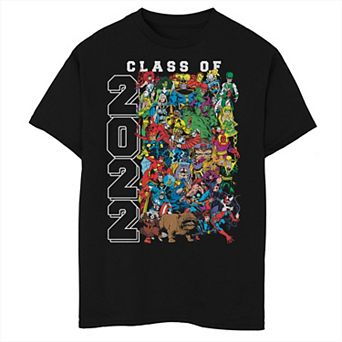Boys 8-20 Marvel Comic Retro Super Hero Comic Group Portrait Class of 2022 Graphic Tee