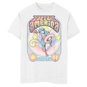 Boys 8-20 Marvel Comic Retro Distressed Captain America Comic Poster Tee