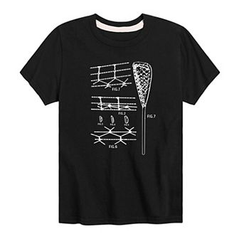 Boys 8-20 Lacrosse Stick Diagram Graphic Tee