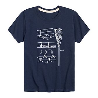 Boys 8-20 Lacrosse Stick Diagram Graphic Tee