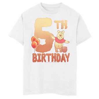 Boys 8-20 Winnie The Pooh 5th Birthday With Pooh Bear Tee