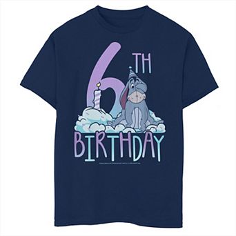 Boys 8-20 Winnie The Pooh 6th Birthday With Eeyore With A Party Hat Tee