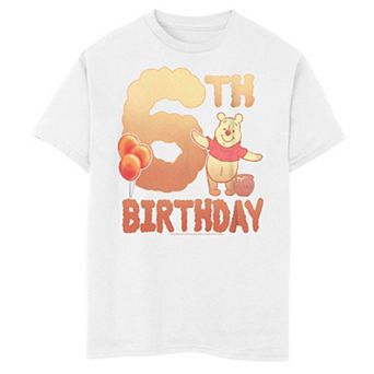 Boys 8-20 Winnie The Pooh 6th Birthday With Pooh Bear Tee