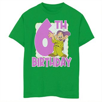Boys 8-20 Disney's Snow White And The Seven Dwarfs 6th Birthday With Dopey Tee