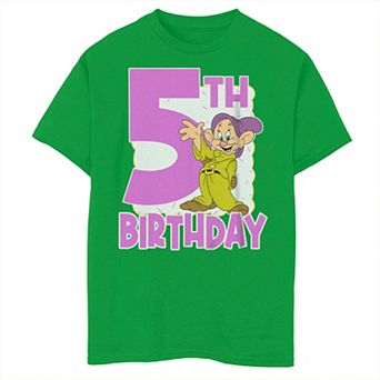 Boys 8-20 Disney Princesses Snow White And The Seven Dwarfs 5th Birthday With Dopey Graphic Tee