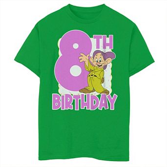 Boys 8-20 Disney's Snow White And The Seven Dwarfs 8th Birthday With Dopey Tee