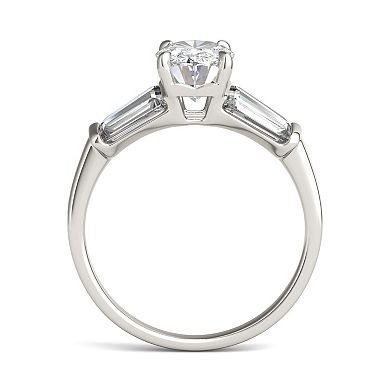 Charles & Colvard 14k White Gold 3 1/2 Carat T.W. Lab-Created Moissanite Elongated Oval Engagement Ring